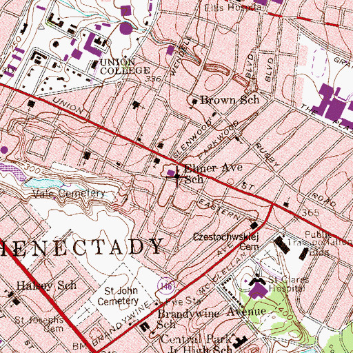 Topographic Map of Elmer Avenue Elementary School, NY