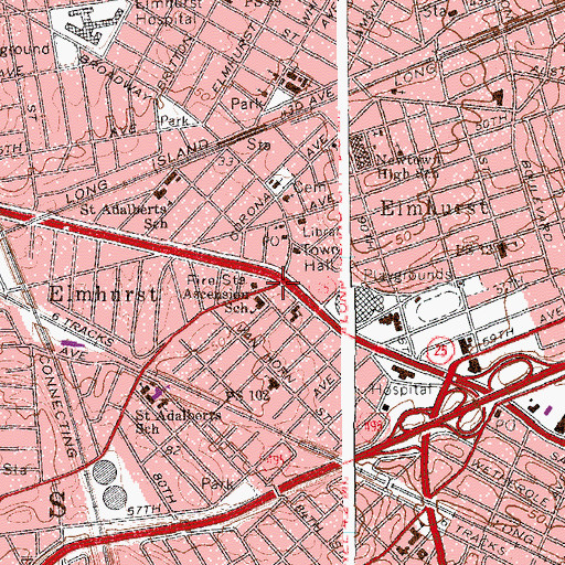 Topographic Map of Elmhurst, NY