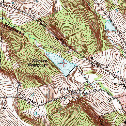 Topographic Map of Elmira Reservoir, NY
