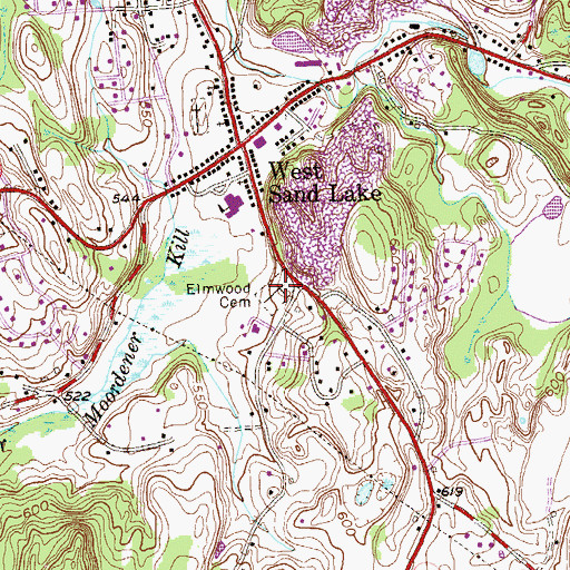 Topographic Map of Elmwood Cemetery, NY