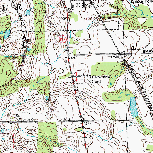 Topographic Map of Elmwood Cemetery, NY