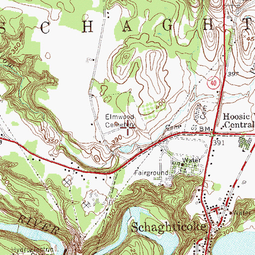 Topographic Map of Elmwood Cemetery, NY