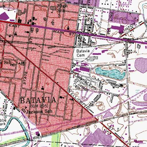 Topographic Map of Elmwood Cemetery, NY