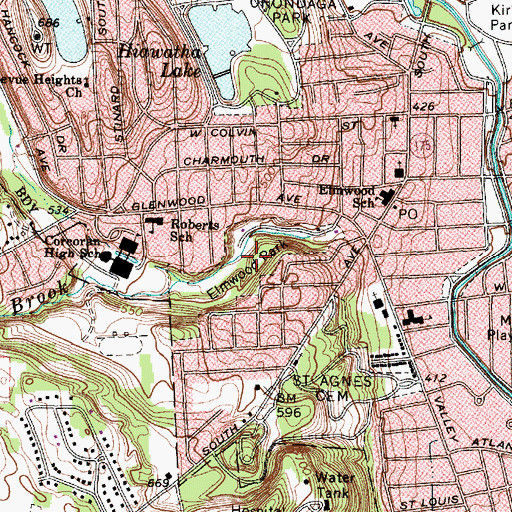 Topographic Map of Elmwood Park, NY