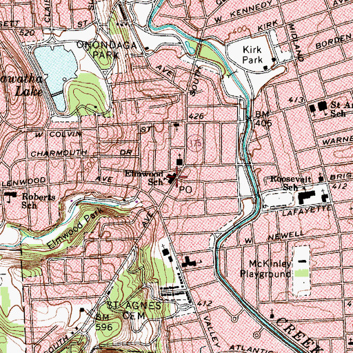 Topographic Map of Elmwood Elementary School, NY