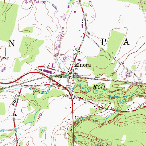 Topographic Map of Elnora, NY