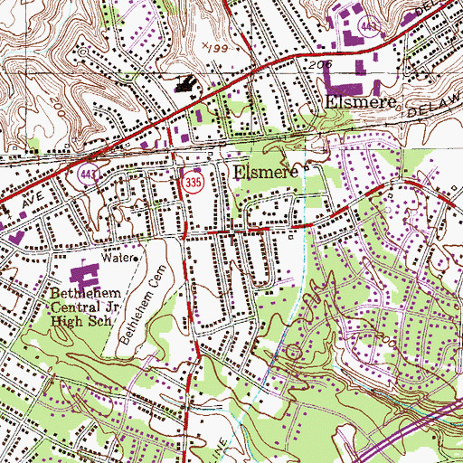 Topographic Map of Elsmere, NY