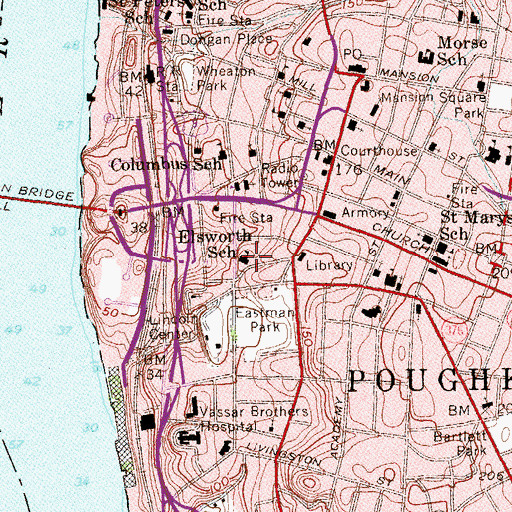 Topographic Map of Elsworth School, NY