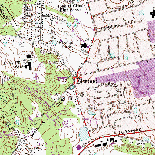 Topographic Map of Elwood, NY