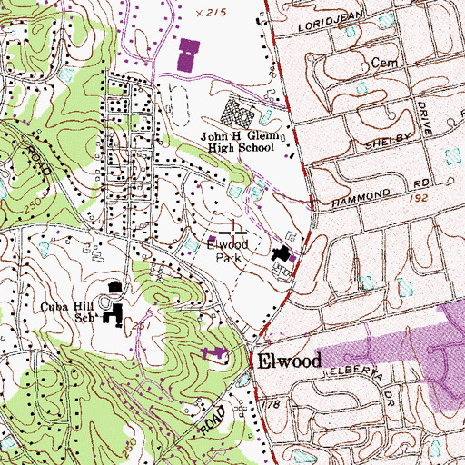Topographic Map of Elwood Park, NY