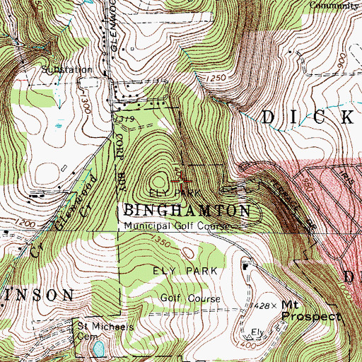 Topographic Map of Ely Park, NY