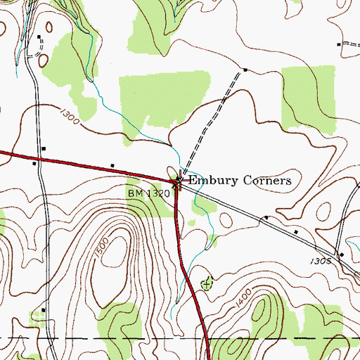 Topographic Map of Embury Corners, NY