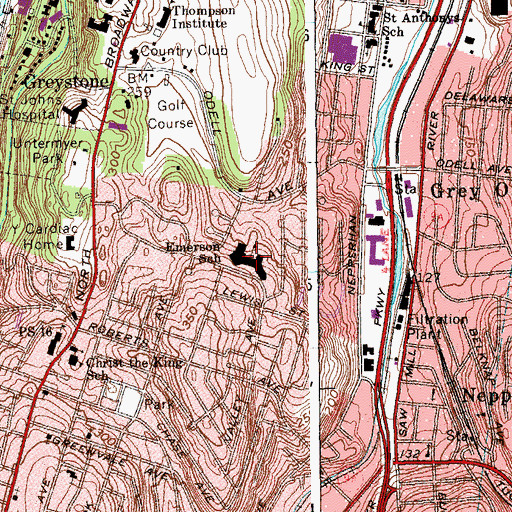 Topographic Map of Emerson Middle School, NY