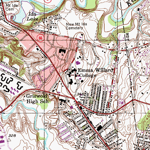 Topographic Map of Emma Willard School, NY