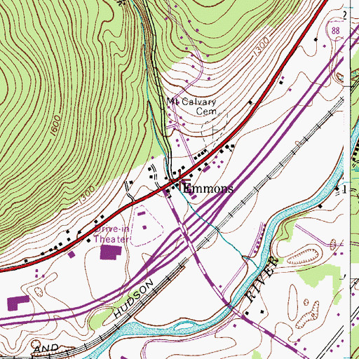 Topographic Map of Emmons, NY