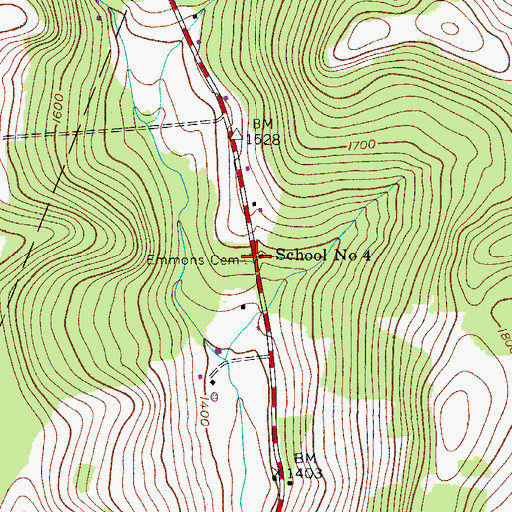 Topographic Map of Emmons Cemetery, NY