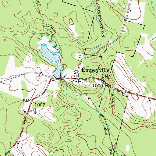 Topographic Map of Empeyville, NY