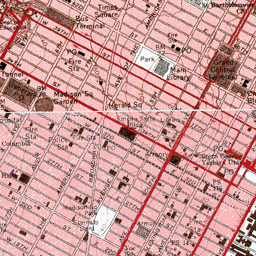 Topographic Map of Empire State Building, NY