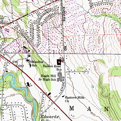 Topographic Map of Enders Road Elementary School, NY