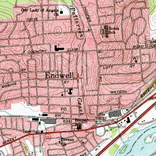 Topographic Map of Endwell, NY