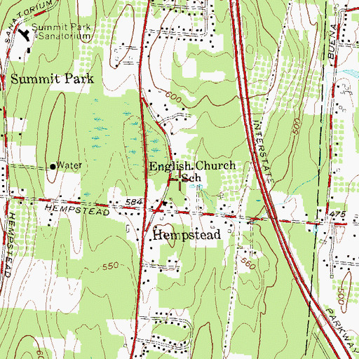 Topographic Map of English Church School, NY
