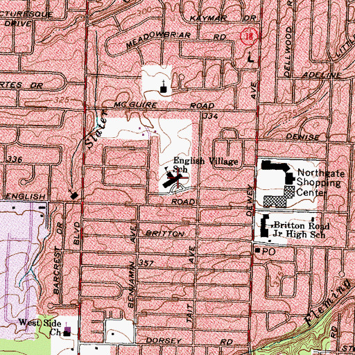 Topographic Map of English Village Elementary School, NY
