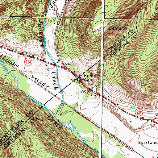 Topographic Map of Ennis Cemetery, NY