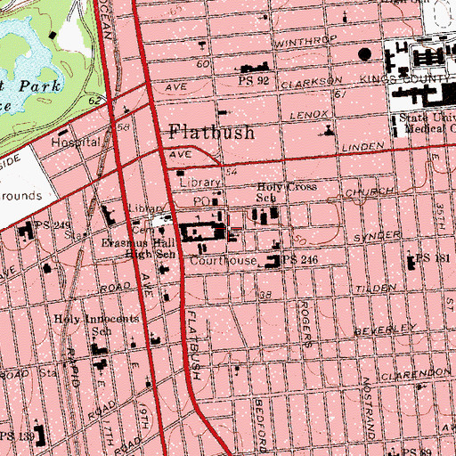 Topographic Map of Erasmus Hall High School, NY