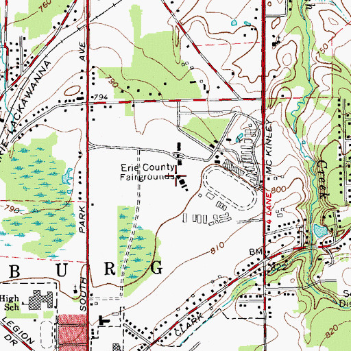 Topographic Map of Erie County Fairgrounds, NY