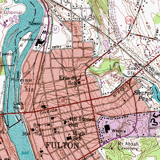 Topographic Map of Erie Street School, NY