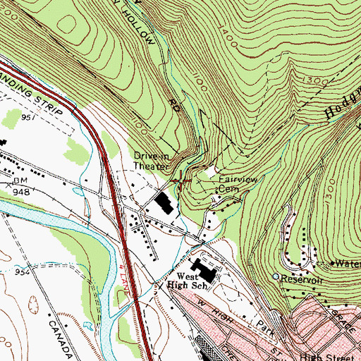 Topographic Map of Erwin Hollow, NY