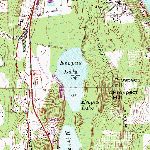 Topographic Map of Esopus Lake, NY