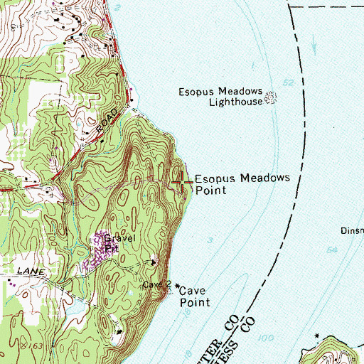 Topographic Map of Esopus Meadows Point, NY