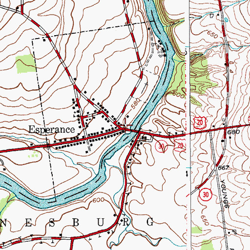 Topographic Map of Esperance, NY