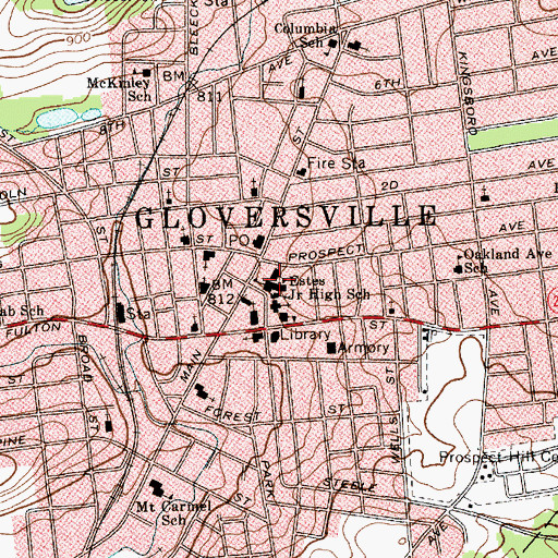 Topographic Map of Estes Junior High School, NY