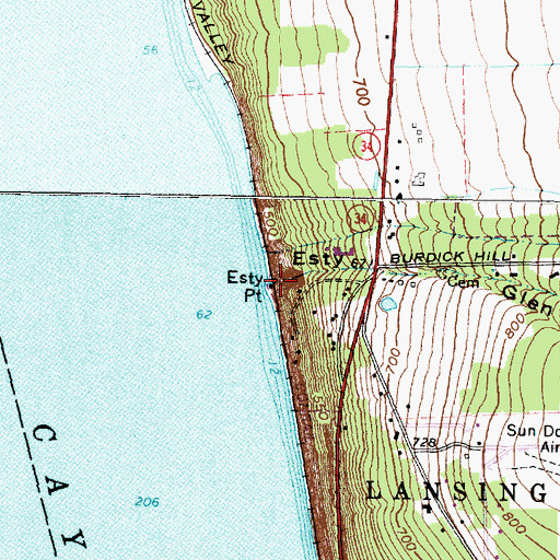 Topographic Map of Esty Glen, NY