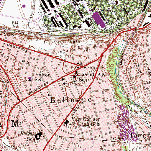 Topographic Map of Euclid Avenue School (historical), NY