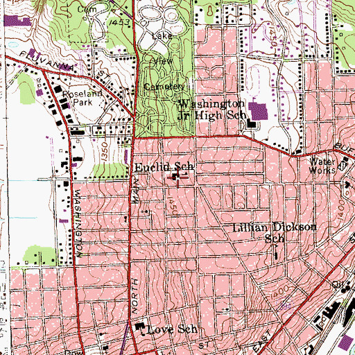 Topographic Map of Euclid School, NY