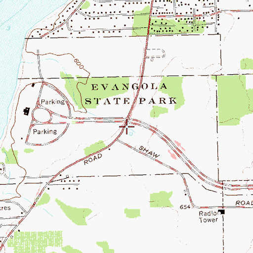 Topographic Map of Evangola State Park, NY