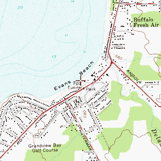Topographic Map of Evans Beach, NY