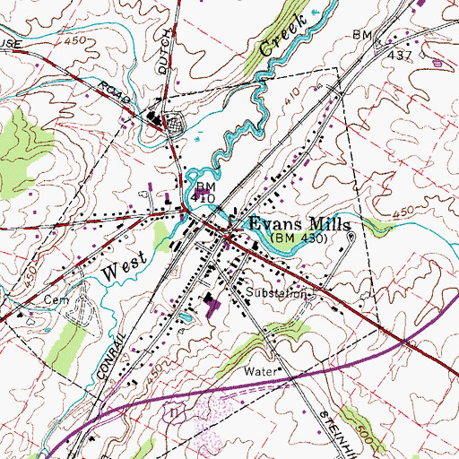 Topographic Map of Evans Mills, NY