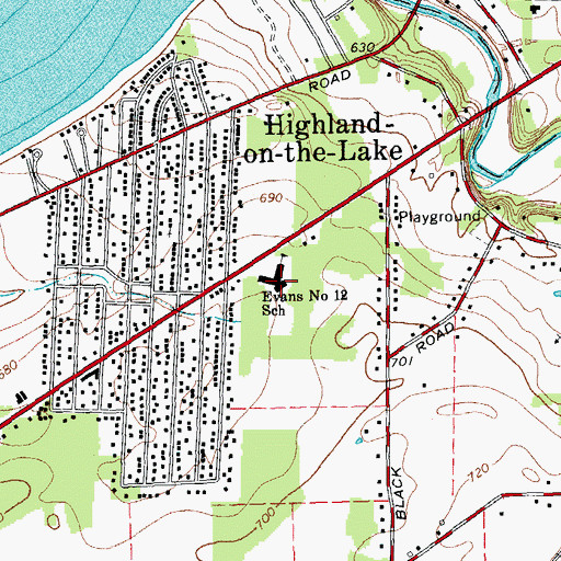 Topographic Map of Highland Elementary School, NY