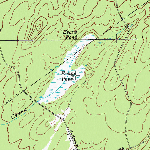Topographic Map of Evans Pond, NY