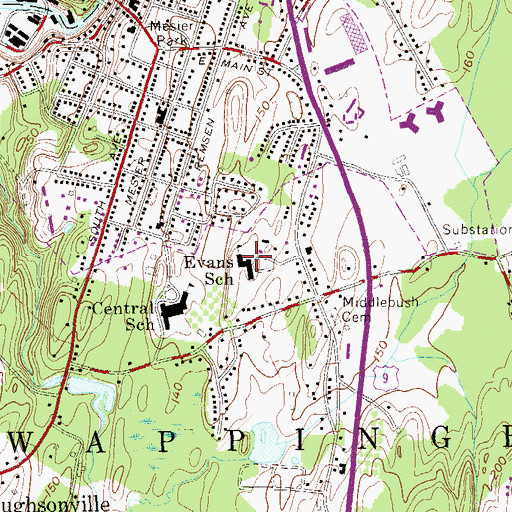 Topographic Map of James S Evans Elementary School, NY