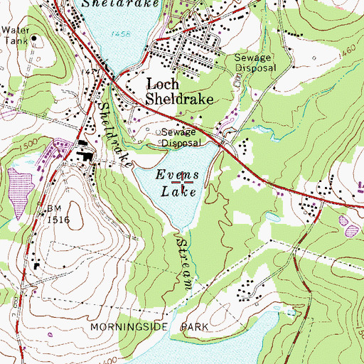 Topographic Map of Evens Lake, NY