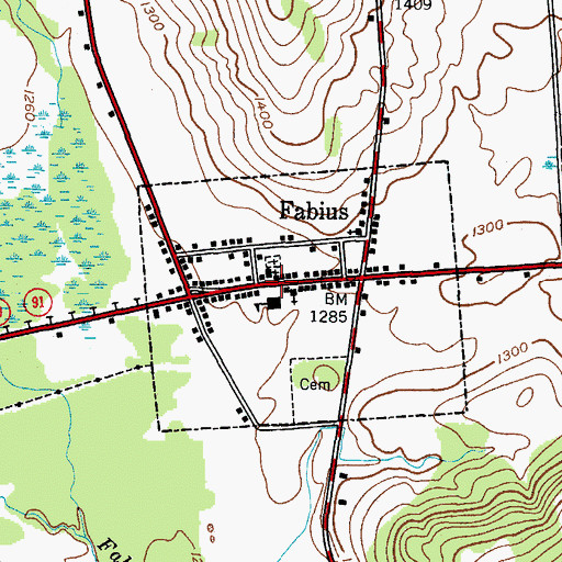 Topographic Map of Fabius, NY