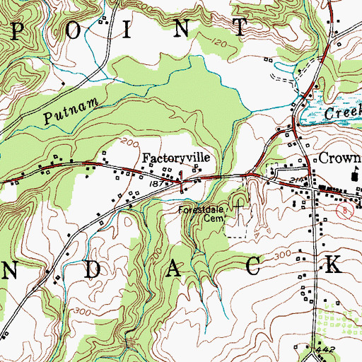 Topographic Map of Factoryville, NY