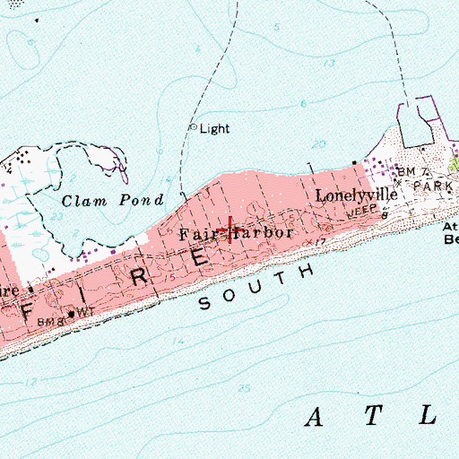 Topographic Map of Fair Harbor, NY