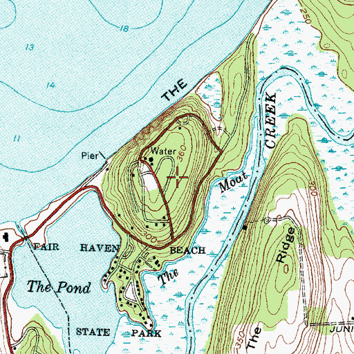 Topographic Map of Fair Haven Beach State Park, NY