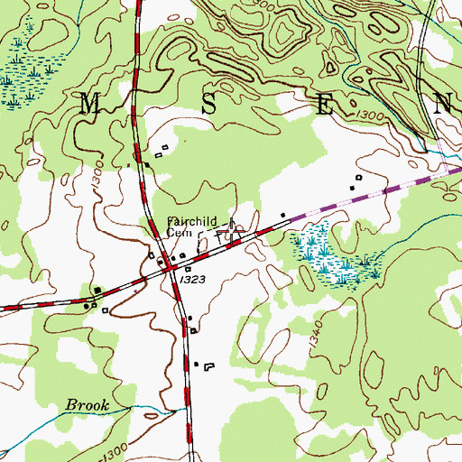 Topographic Map of Fairchild Cemetery, NY
